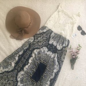 Maxi Dress (Blue an Cream)